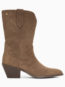 Bottines santiags BEVERLY Taupe mi-mollet